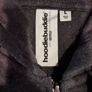 Hoodiebuddie Charcoal Zip-Up Hoodie with Earbuds